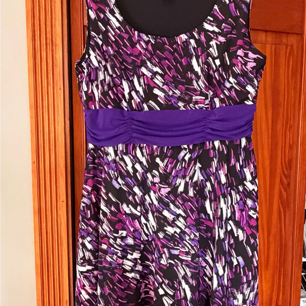 Perceptions Purple And Black Patterned Sleeveless… - image 1